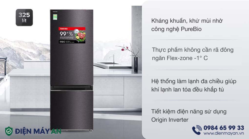 Tủ Lạnh Toshiba Inverter 325 Lít GR-RB410WE-PMV(37)-SG - tổng quan thiết kế